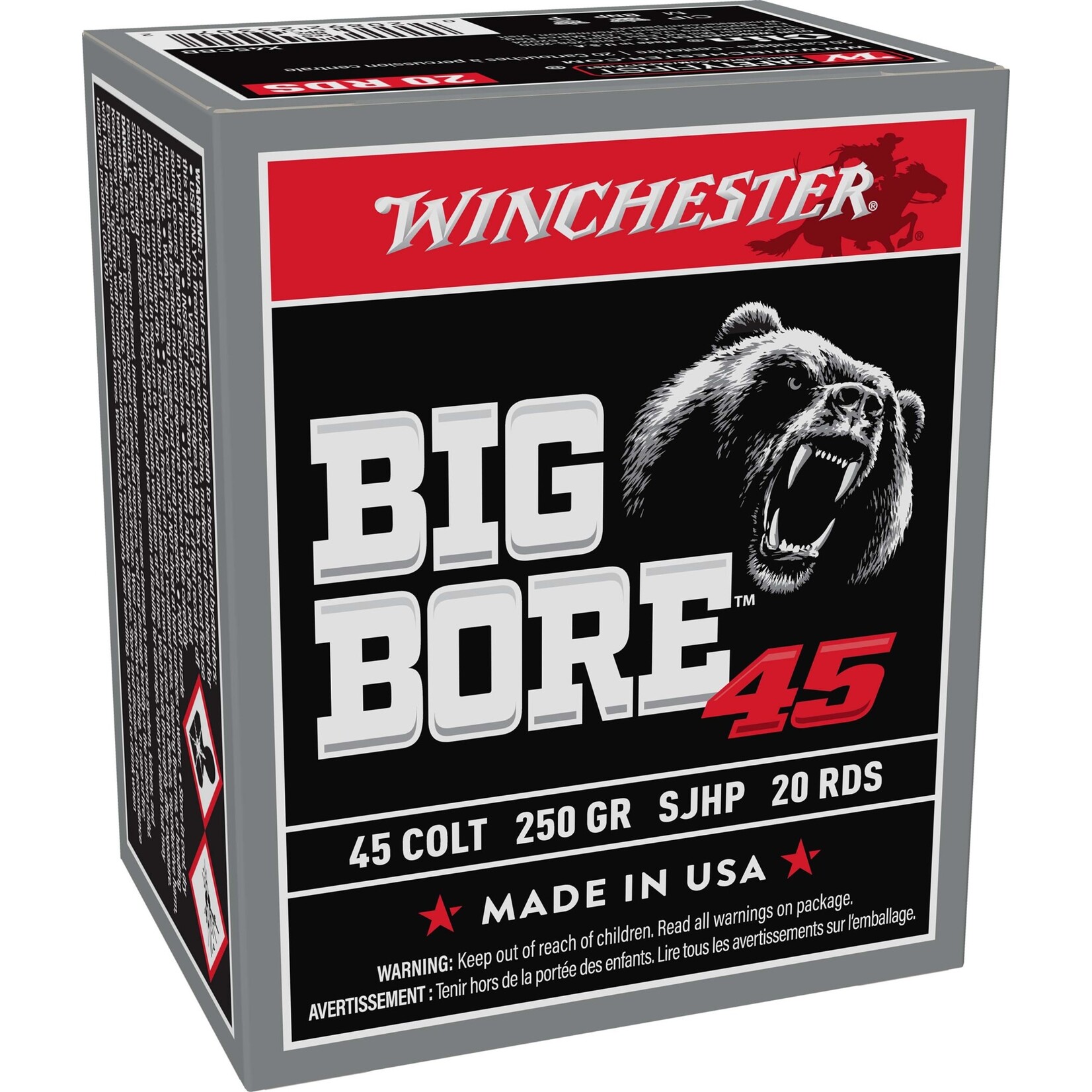 Winchester Winchester Big Bore 45 Colt 250gr SJHP 20rds (X45CBB)