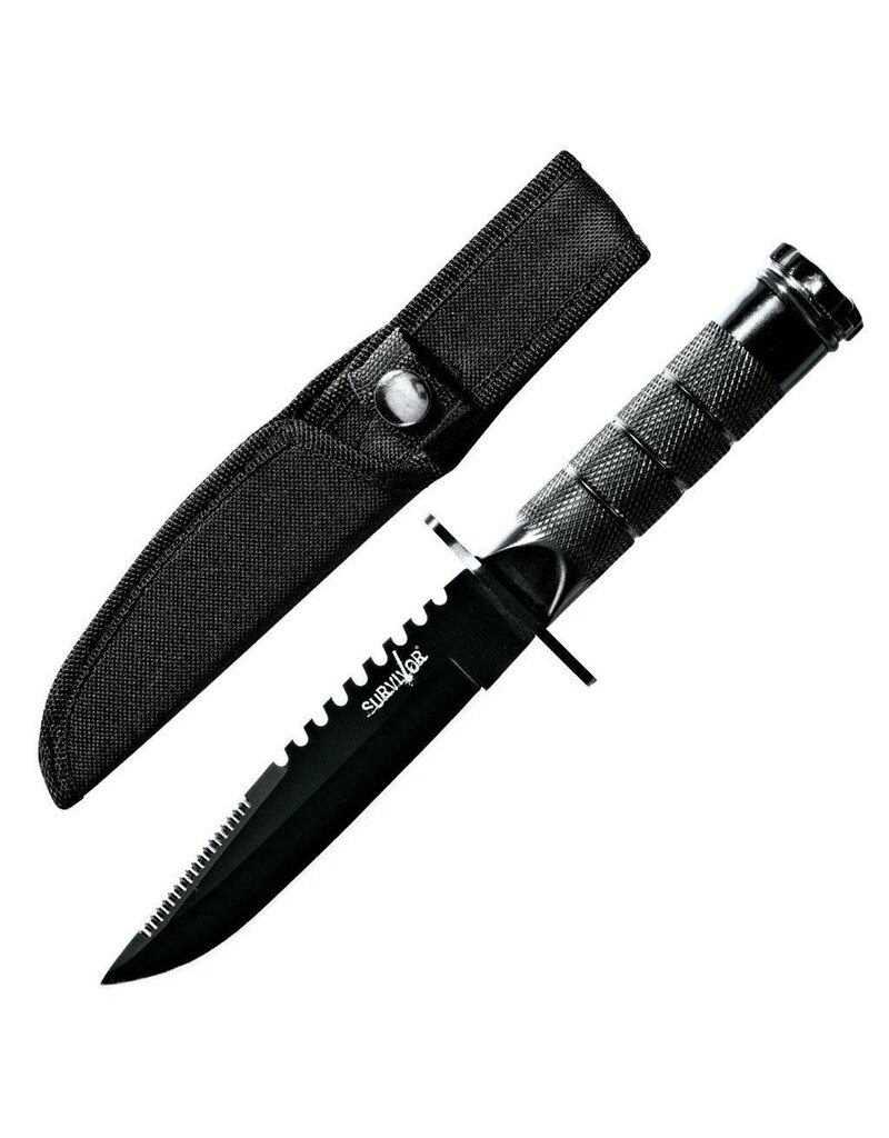 Survivor 8.5" Knife w/ Compass & Survival Kit in Handle (HK-690B)