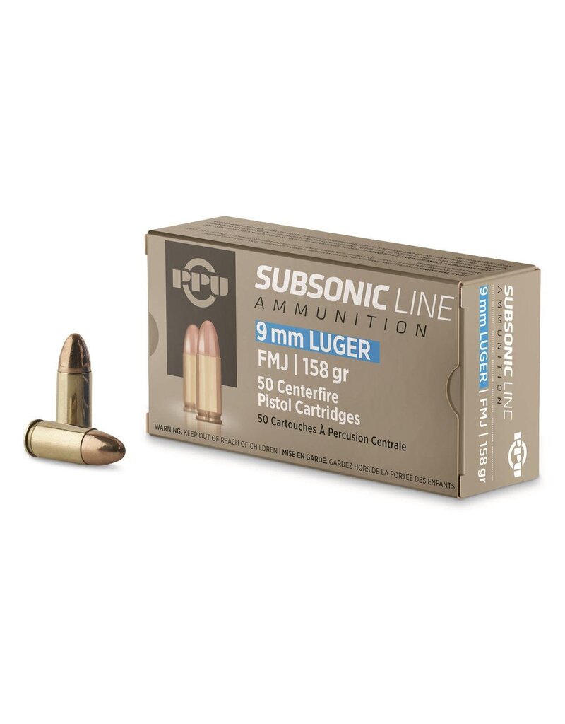 PPU PPU 9mm Luger 158gr FMJ Subsonic (PPS9mm)