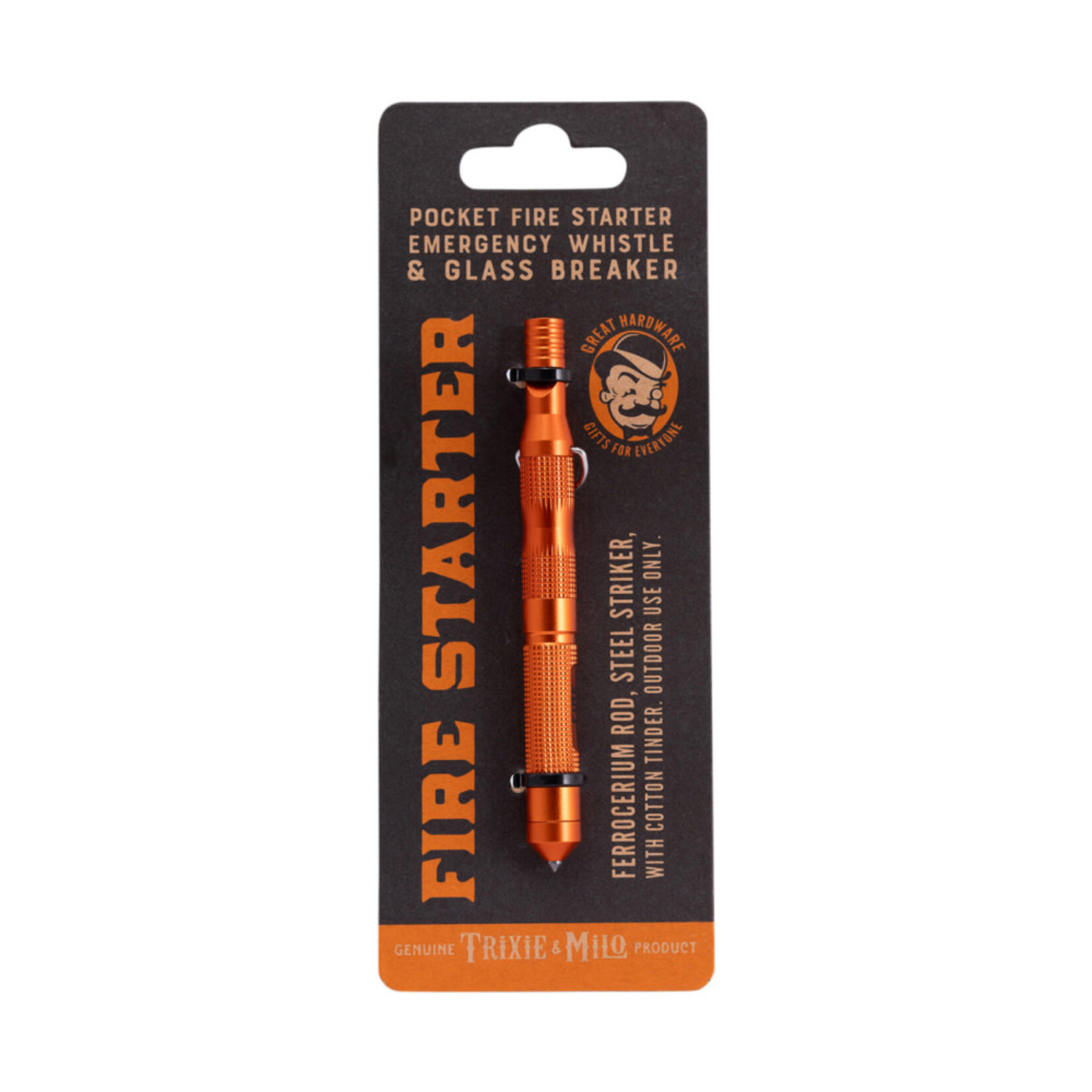Orange Emergency Fire Starter, Whistle, Glass Breaker (0024)