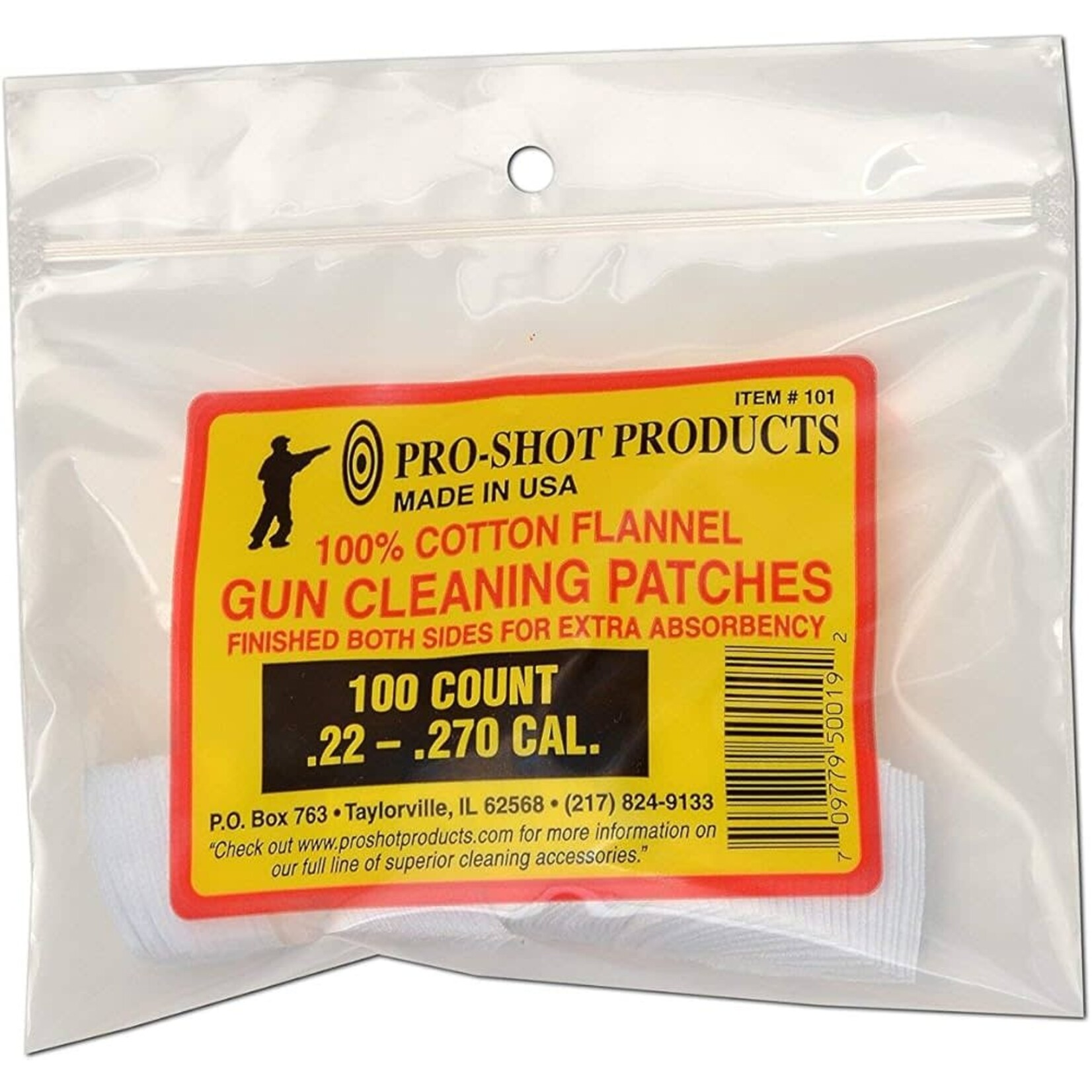 Pro-Shot Pro Shot 1 1/8" Square Cleaning Patches .22 - .27 Cal 100ct. (101)