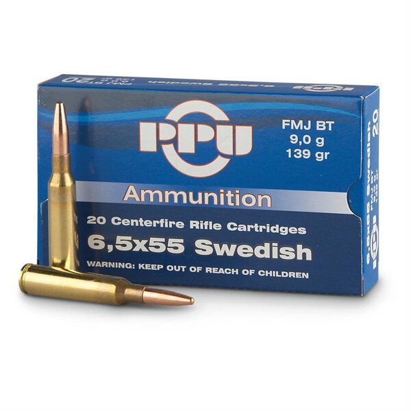 PPU 6.5x55 Swiss 139gr FMJ BT — Eagle Firearms