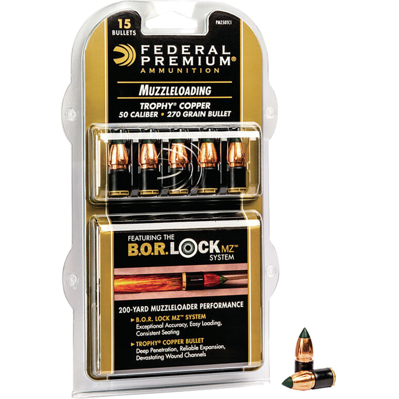 Federal Federal Premium 50Cal 270gr Trophy Copper BOR Lock (PMZ50TC1)