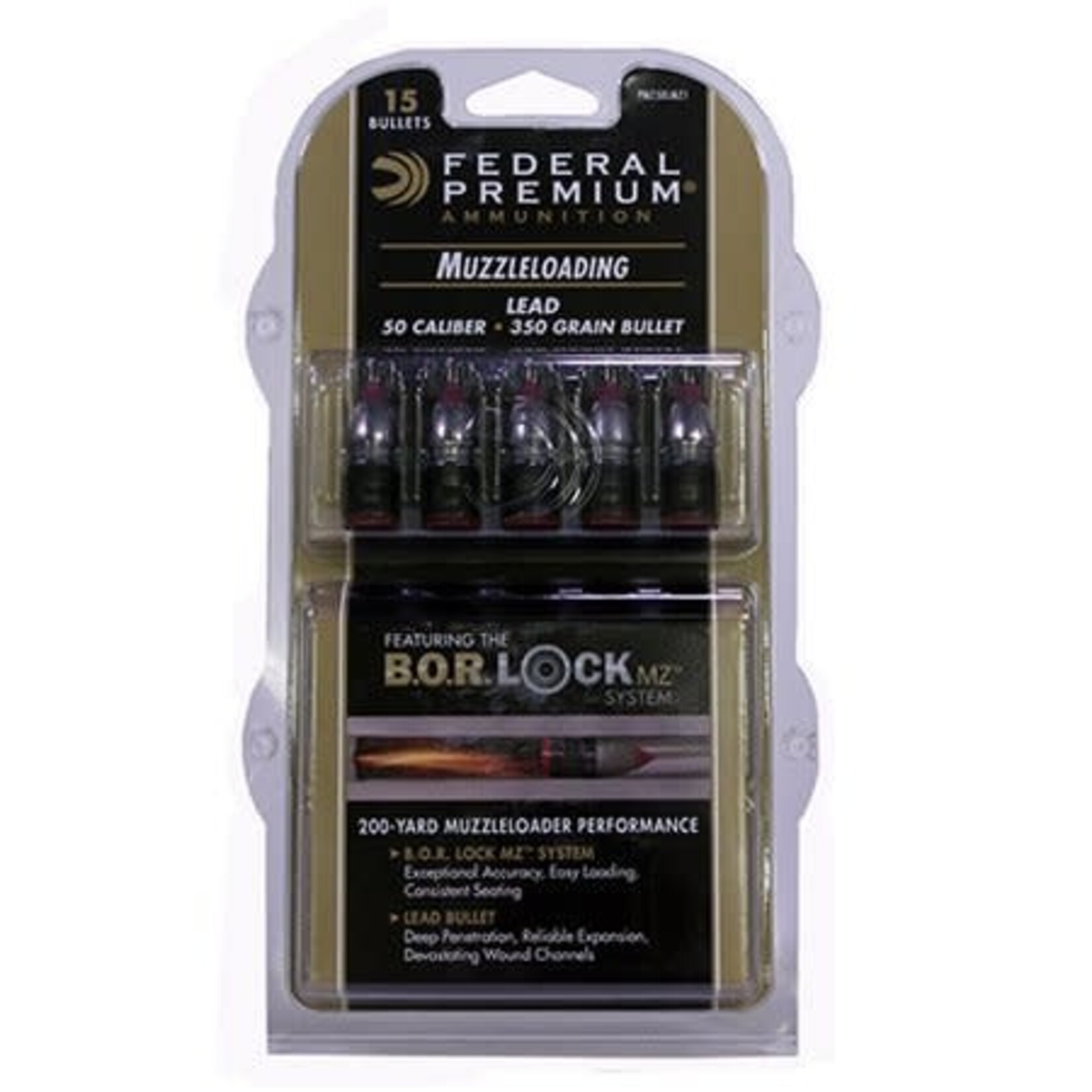 Federal Federal Premium 50Cal 350gr Lead BORLock MZ 15ct. (PMZ50LMZ1)