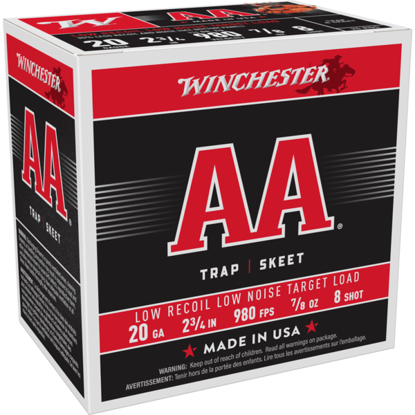 Winchester AA Low Recoil Target 20ga 2 3/4", 7/8oz #8 Lead (AA20FL8) — Eagle Firearms