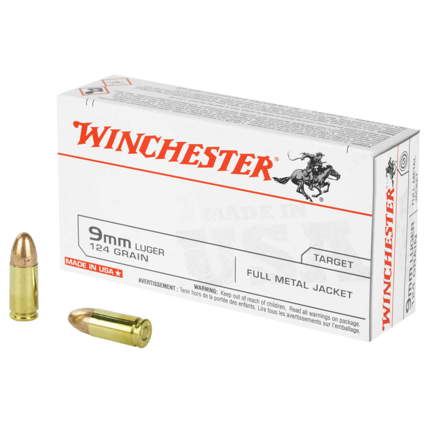 Winchester Winchester 9mm Luger 124gr FMJ 50rds. (USA9MM)