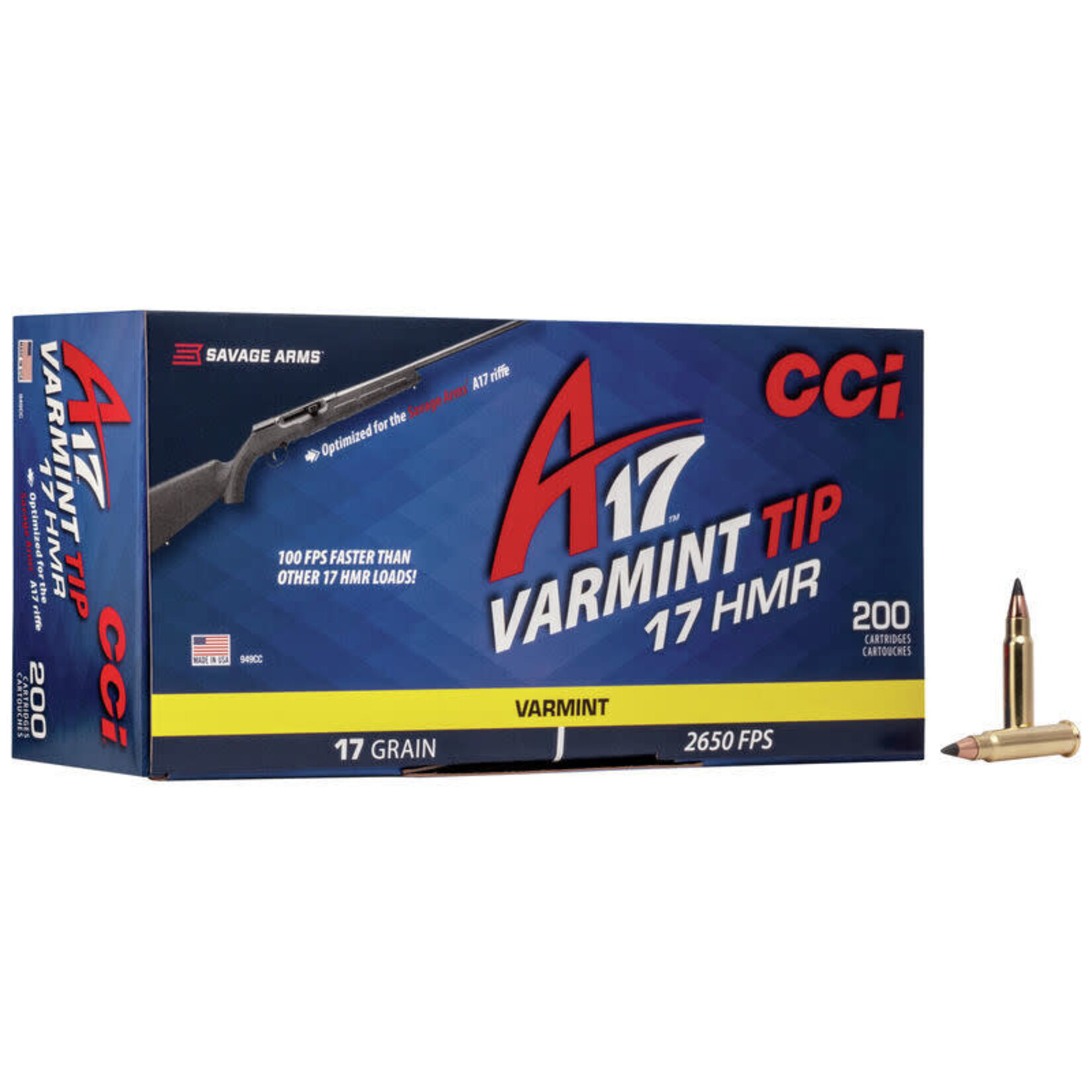 CCI CCI A17 17 HMR 17gr Varmint tip 200rds (949CC )
