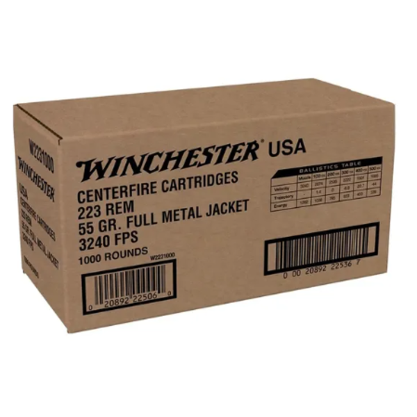 Winchester USA 223 Rem 55gr FMJ 1000rds Bulk Box (W2231000) — Eagle Firearms