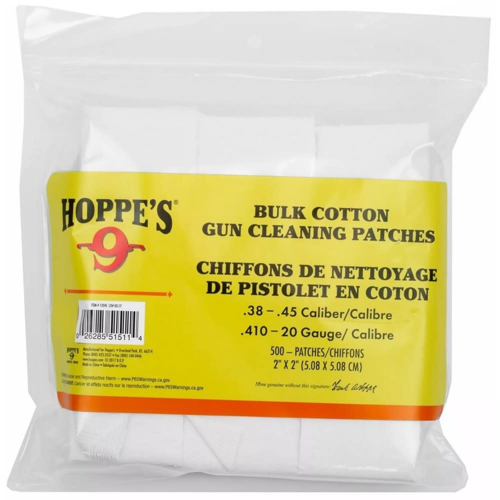 Hoppes No. 9 Hoppe's 38-45 Cal Bulk Cleaning Patches (1204S)