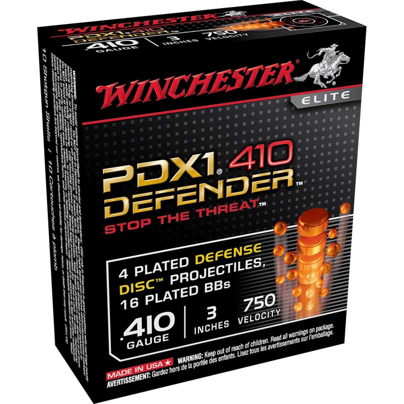 Winchester Winchester Defender 410ga 3" 4 discs & 16 BB's (S413PDX1)