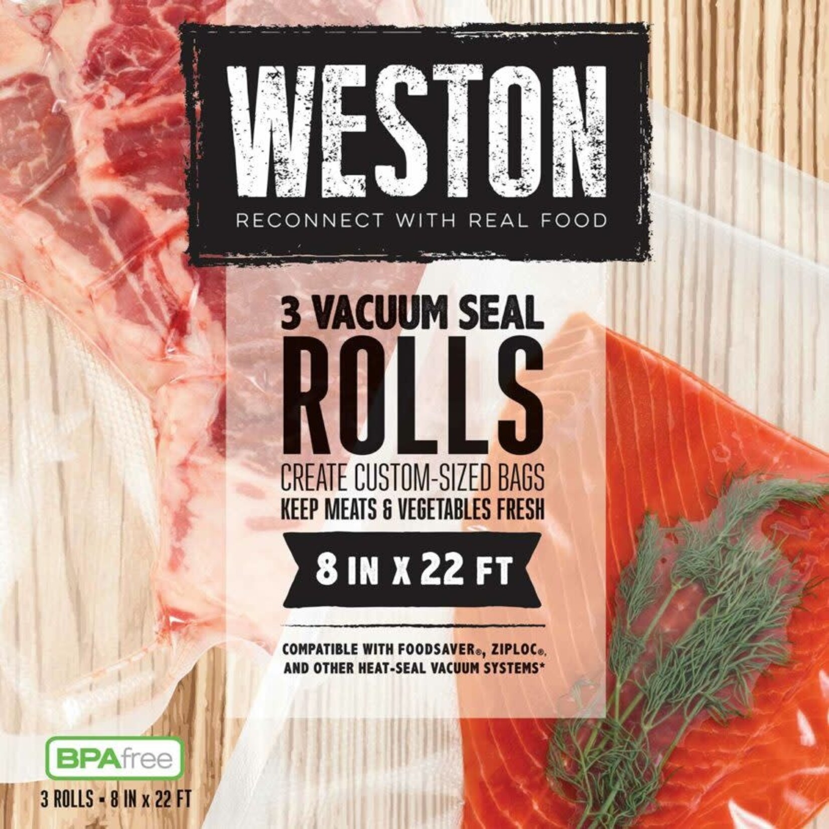 Weston Weston Vacuum Sealer Bags, 8"x22' Roll, 3pk (30-0201-W)
