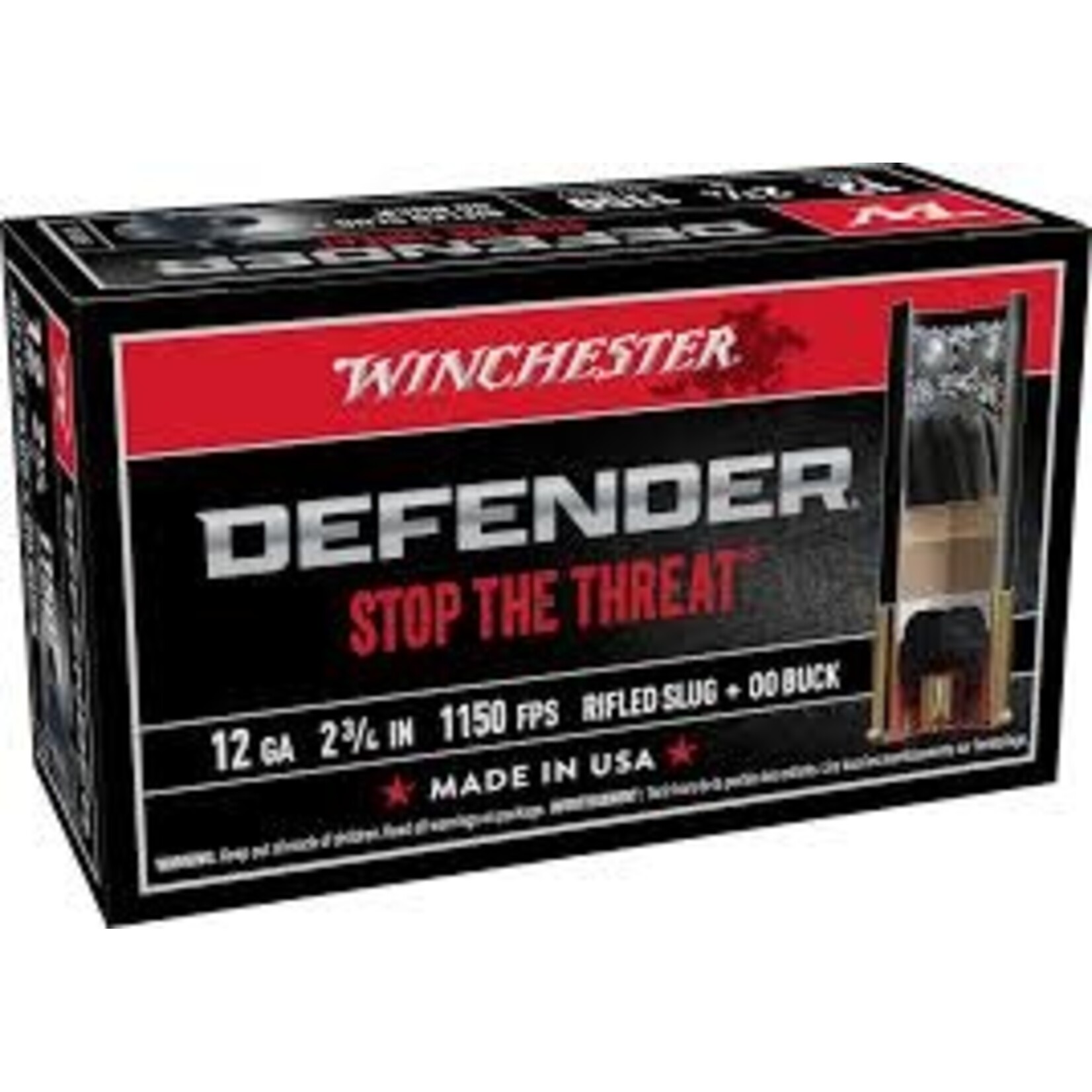 Winchester Winchester Defender 12ga 2 3/4", 1oz Rifled Slug, 3 00 Buck Pellets (S12PDX1)