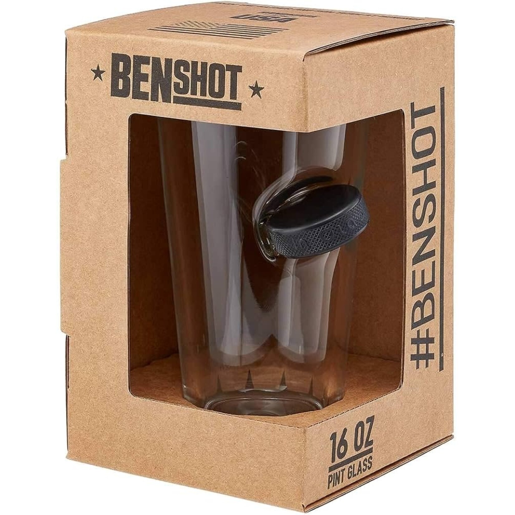 BenShot Hockey Puck Pint Glass 16oz