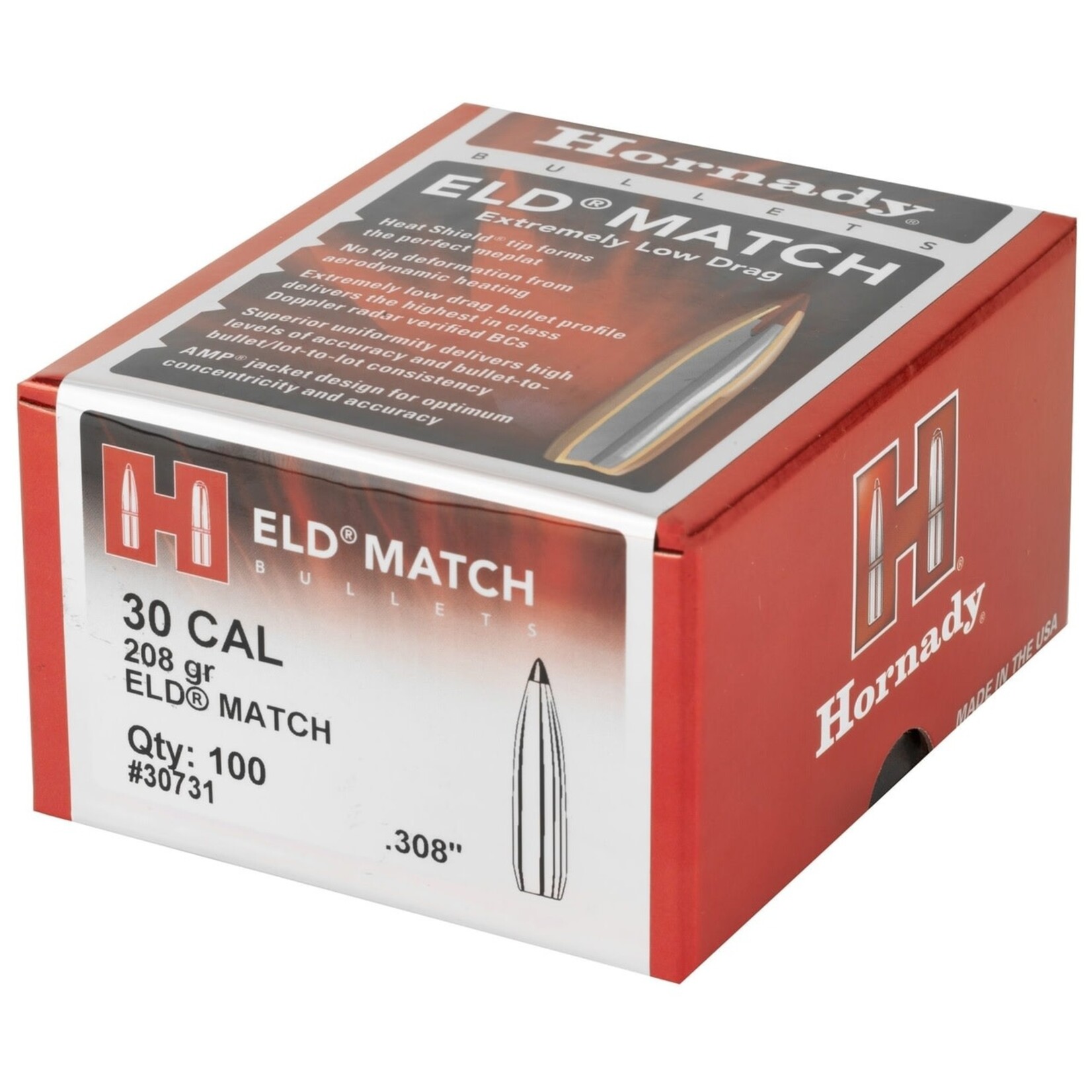 Hornady Hornady .308 dia. 30cal 208gr ELD Match 100ct. (30731)
