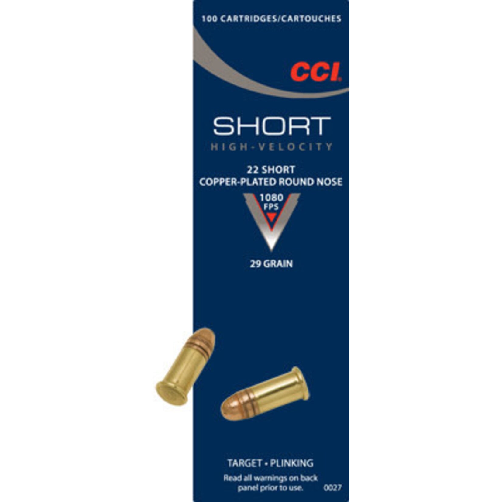 CCI CCI 22 Short 29gr Copper RN 100rds (0027)