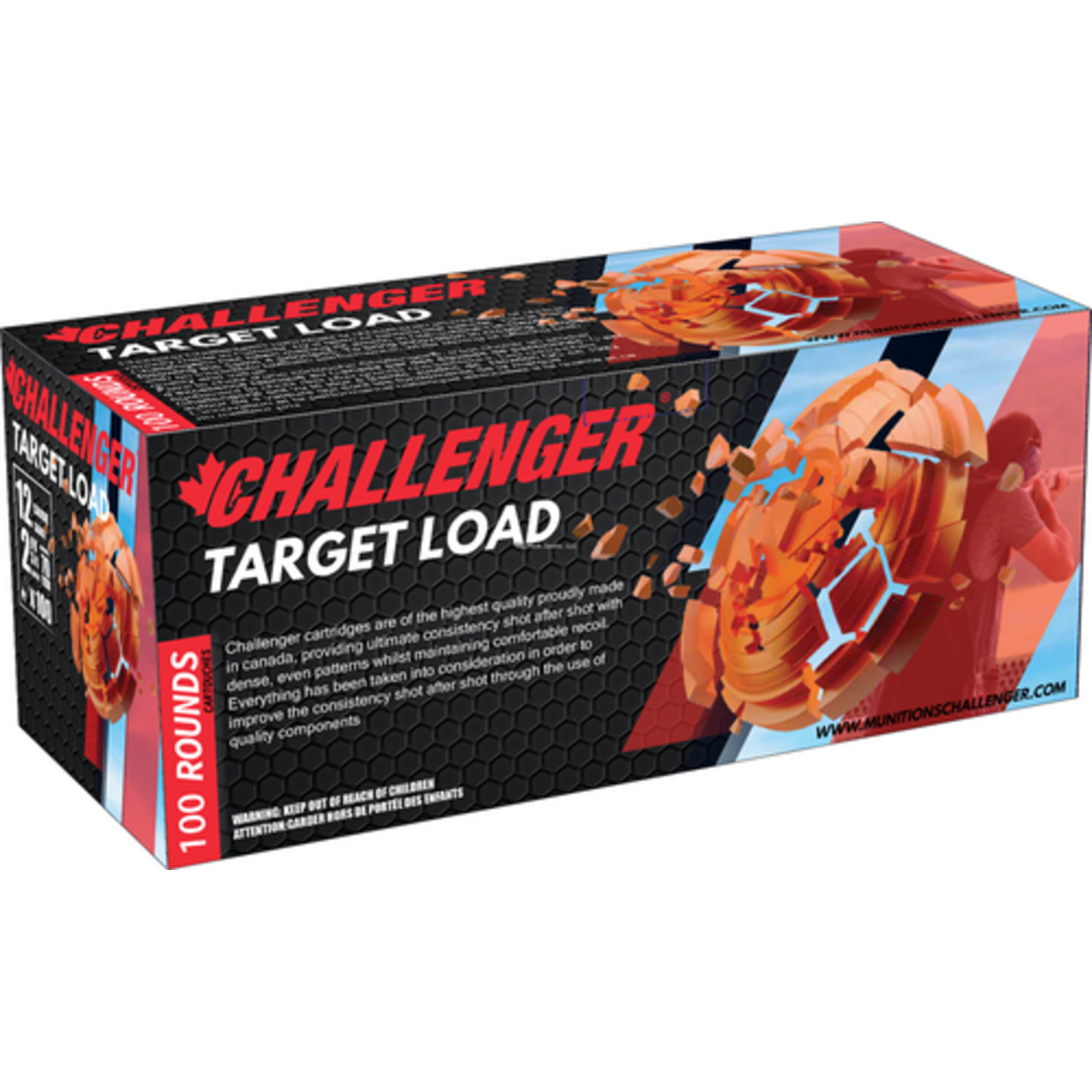 Challenger Challenger 12ga 2.75", 1 1/8oz, 3dr, #8 Target Load, 100rnd