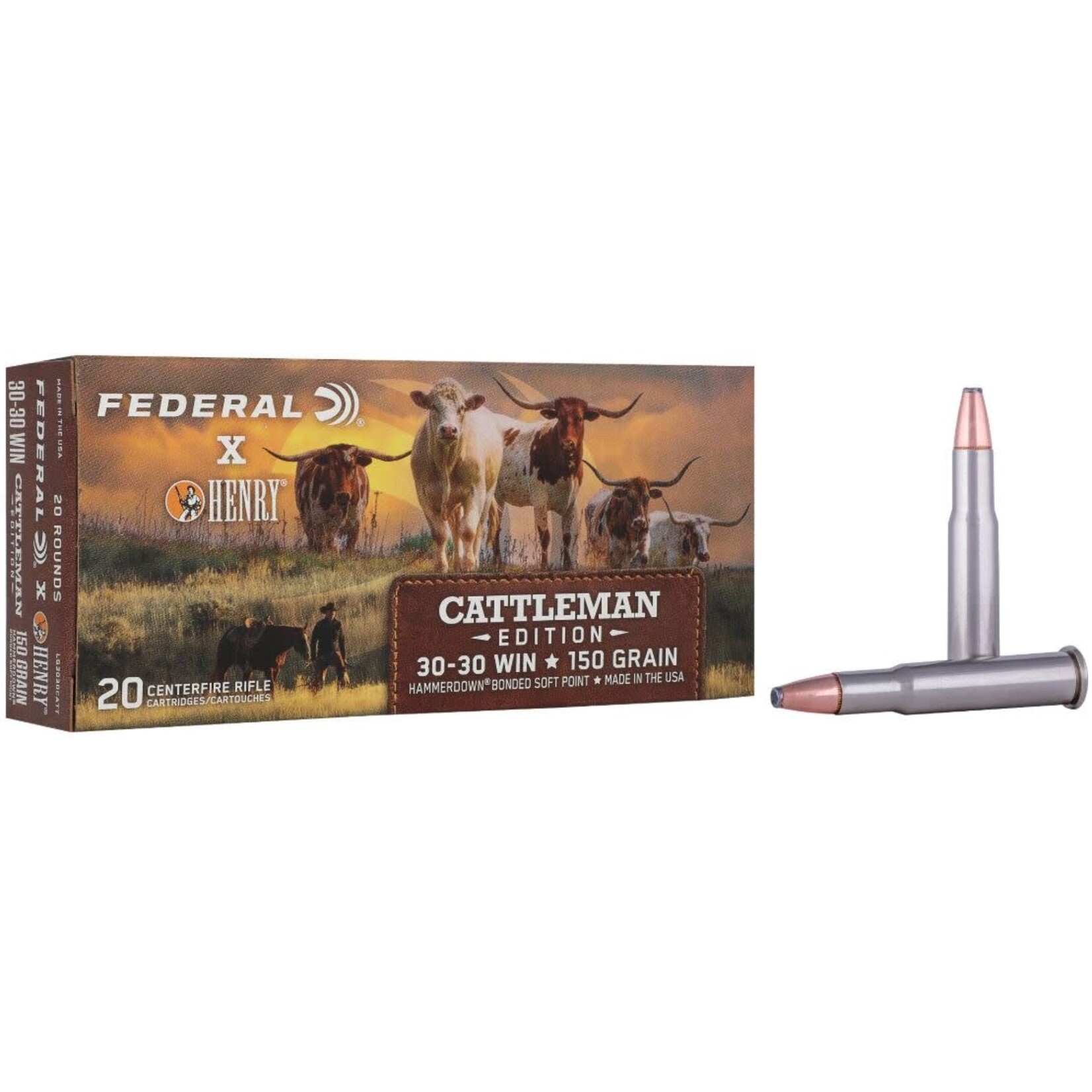 Federal Federal Premium x Henry Cattleman Edition 30-30 Win 150gr Hammer Down (LG3030CATT)