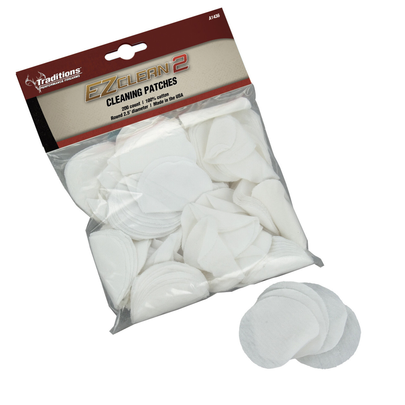 Traditions Traditions Cleaning Patches 2" Round 45-54cal 200ct. (A1436)