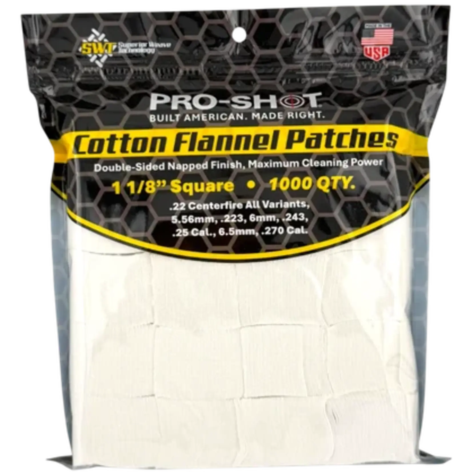 Pro-Shot Pro-Shot .22-.270 1 1/8" Square Cleaning Patches 1000ct.