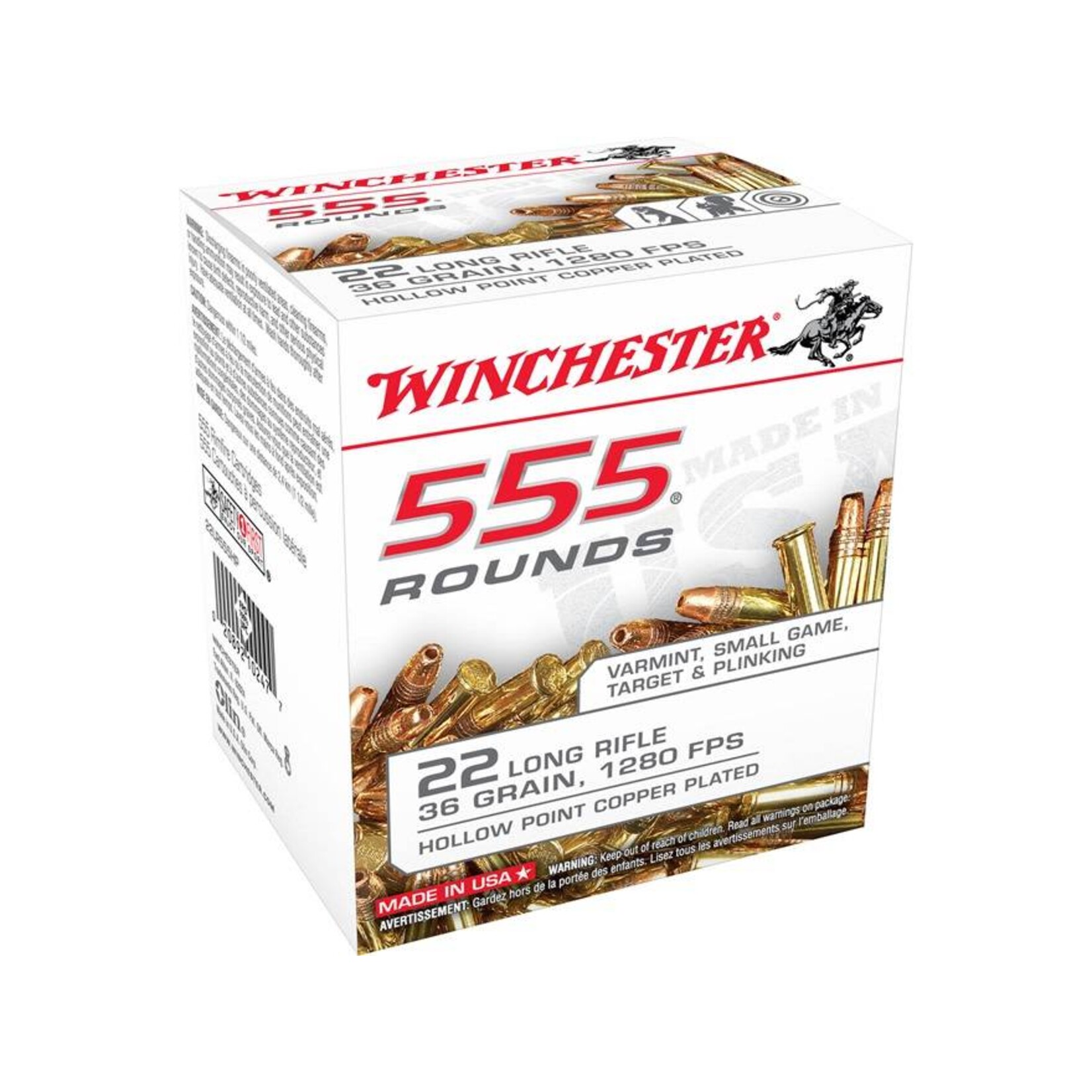Winchester Winchester 22LR 36gr Copperplated HP 555rds (22LR555HP)