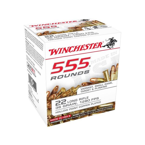 Winchester 22LR 36gr Copperplated HP 555rds (22LR555HP) — Eagle Firearms
