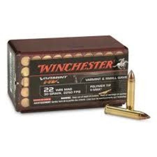 Winchester 22 Win Mag 30gr Varmint HV  Polymer Tip V-Max ( S22M2PT) — Eagle Firearms