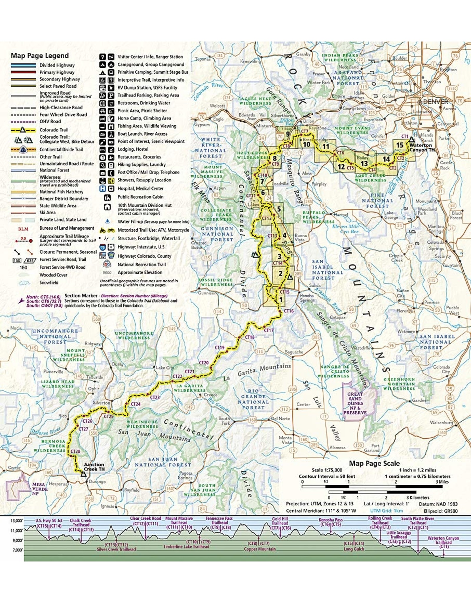 Colorado Trail North, Monarch to Denver (National Geographic Topographic Map Guide, 1202) Map – Folded Map