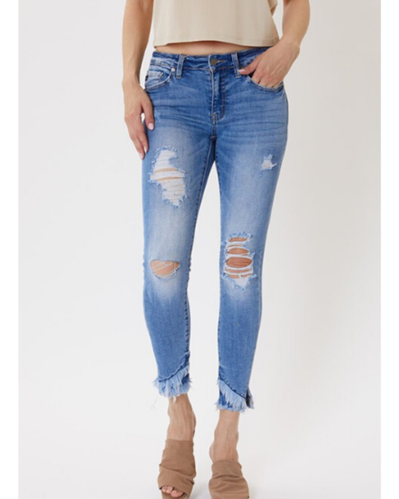 Rise Ankle Hem Detail Destroyed Skinny Jeans - Anima Bella Salon, Spa &