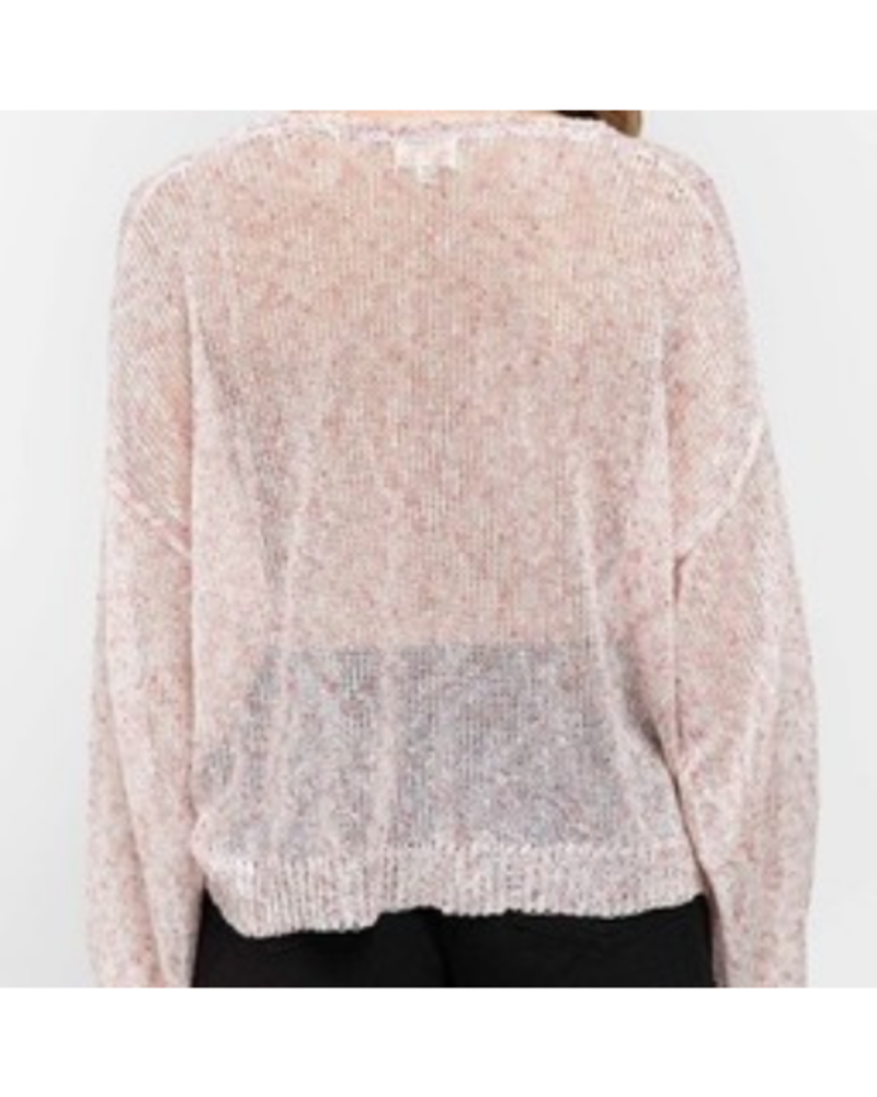 Strawberry Shake Knit Pullover with Puffy Sleeve Detail