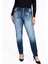 KanCan High Rise Skinny w/Button Front & Distressed Hem
