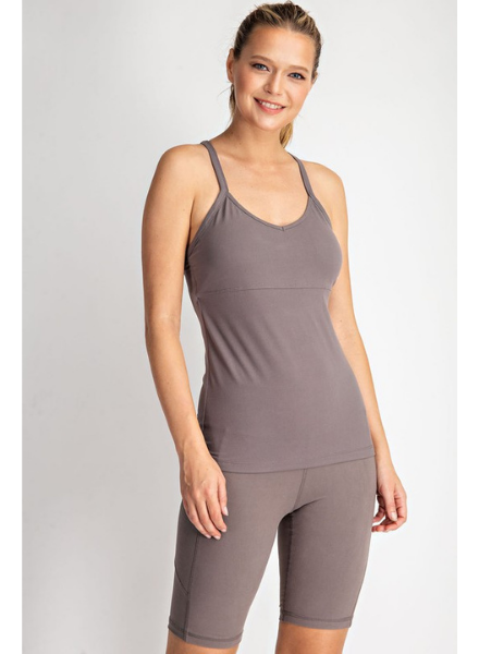 Knittrend Cut Out Racerback Tank w/Removable Padding