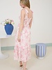 Blu Pepper Floral Smocked Sweetheart Ruffle Trim Midi