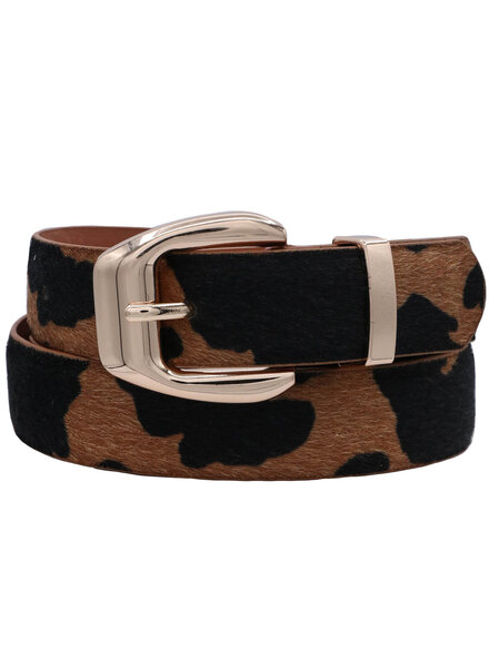 ARTBOX Faux Leather Squared U Buckle Cow Print Belt