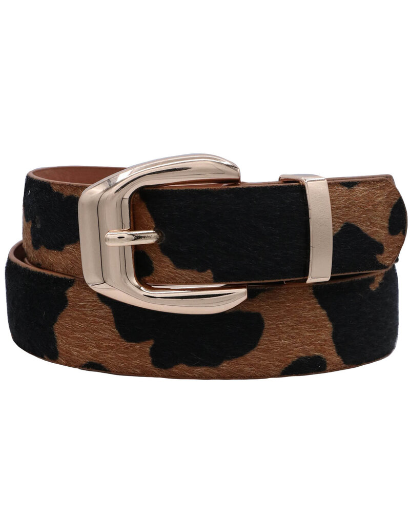 ARTBOX Faux Leather Squared U Buckle Cow Print Belt