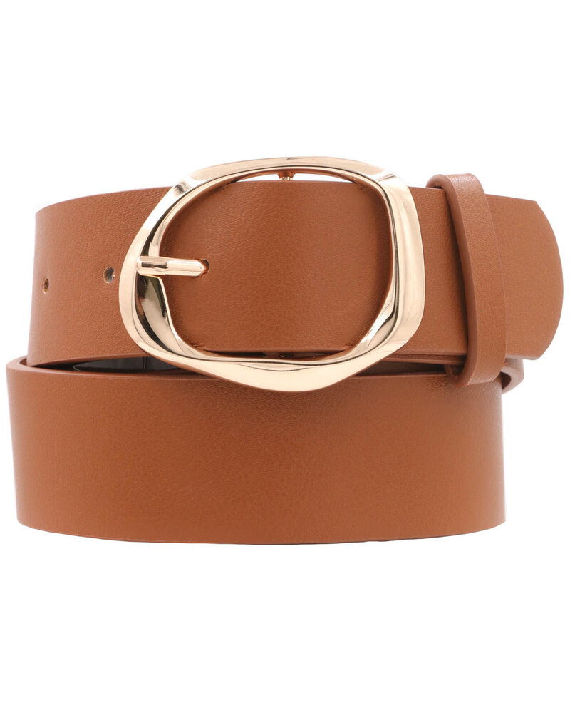 ARTBOX Faux Leather Oval Organic Textured Buckle Belt