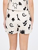 The Workshop Doodle Print High Elastic Waist Linen Shorts