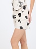 The Workshop Doodle Print High Elastic Waist Linen Shorts