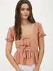 Blu Pepper Cropped Sleeve Bow Top