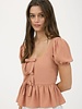 Blu Pepper Cropped Sleeve Bow Top