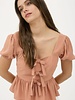 Blu Pepper Cropped Sleeve Bow Top