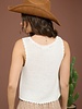 Blu Pepper Floral Embroidery Front Tie Crochet Vest