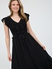 Blu Pepper Bow Detail V-Neck Smocked Ruffled Midi Dress