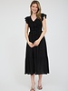 Blu Pepper Bow Detail V-Neck Smocked Ruffled Midi Dress