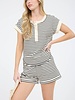 Blu Pepper Stripe Short Sleeve Snap Button Knit