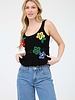 Blu Pepper Embroidered Floral Scoop Neck Ruffle Knit