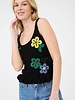Blu Pepper Embroidered Floral Scoop Neck Ruffle Knit