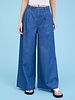 Blu Pepper Pleated Wide Leg Chambray Pants