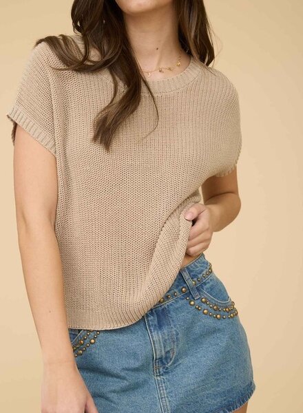 The Workshop Crew Neck Short Sleeve Crochet Knit Pullover