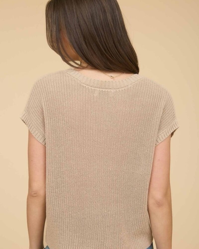 The Workshop Crew Neck Short Sleeve Crochet Knit Pullover