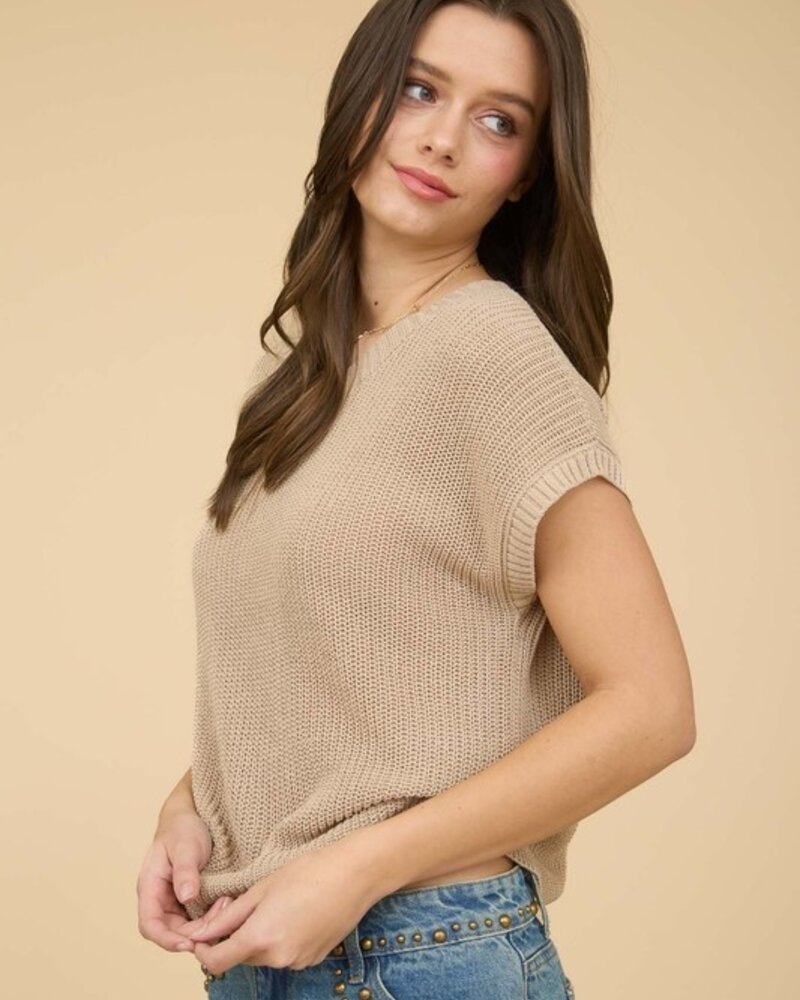 The Workshop Crew Neck Short Sleeve Crochet Knit Pullover